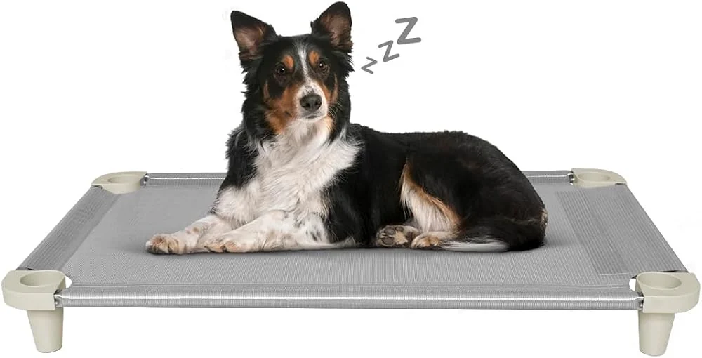 Cama elevada Acrimet cinza com tela respirável e estrutura em pés, para cães grandes