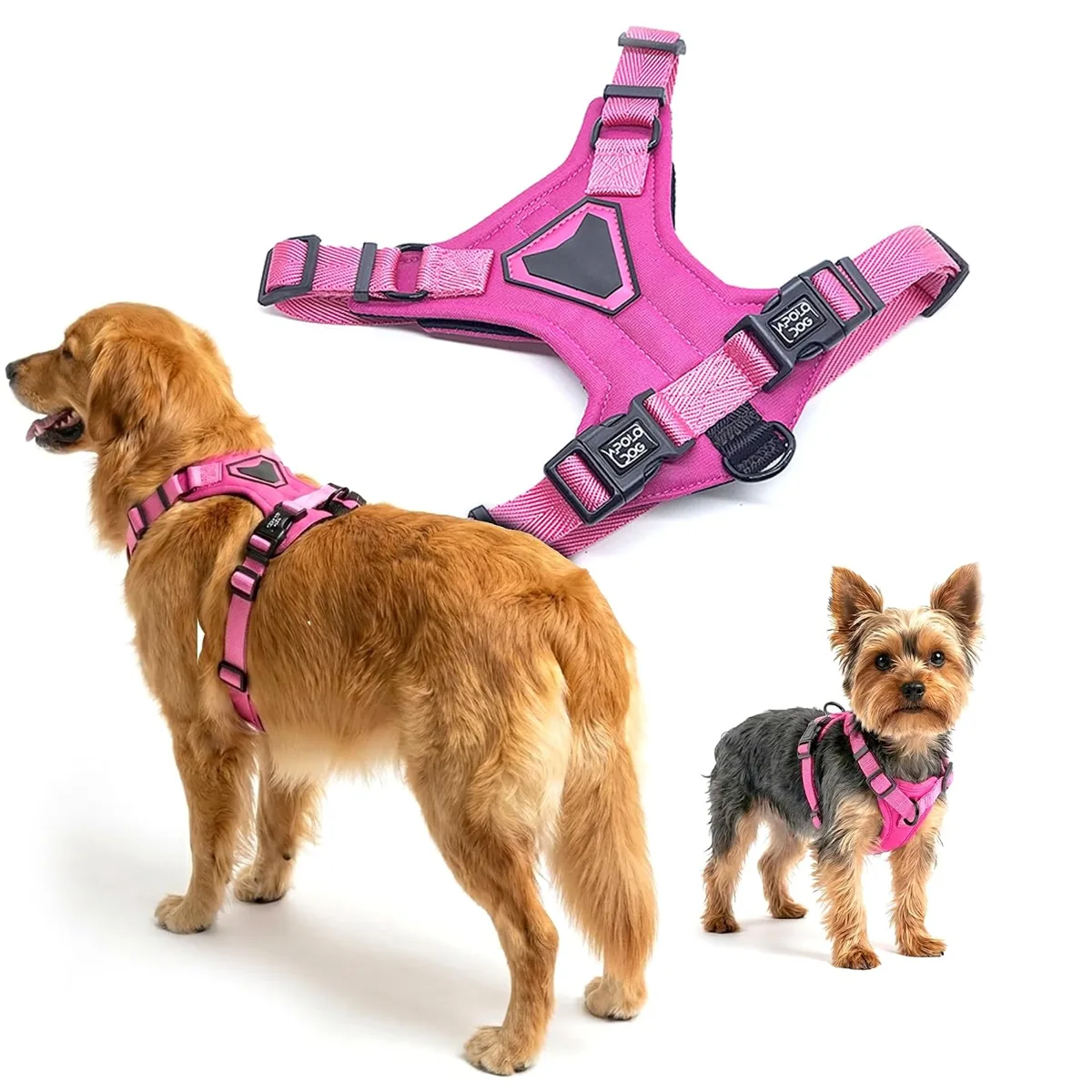Peitoral H APOLODOG rosa tamanho M com dois pontos de engate