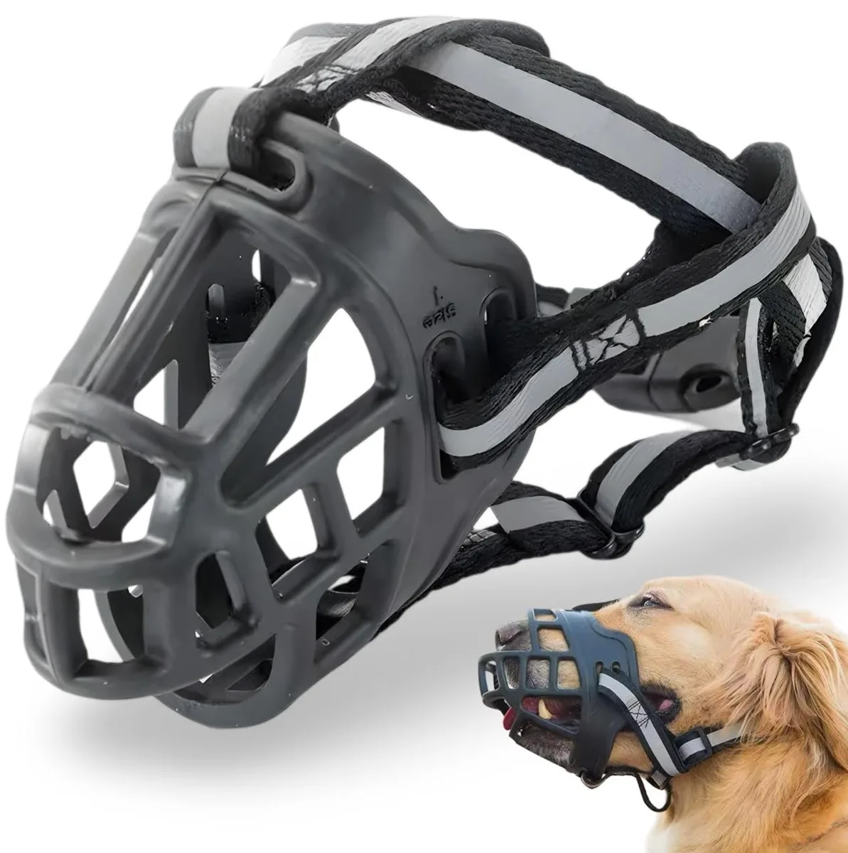 Focinheira de silicone Bacon Born Pet tamanho 2 com alça ajustável