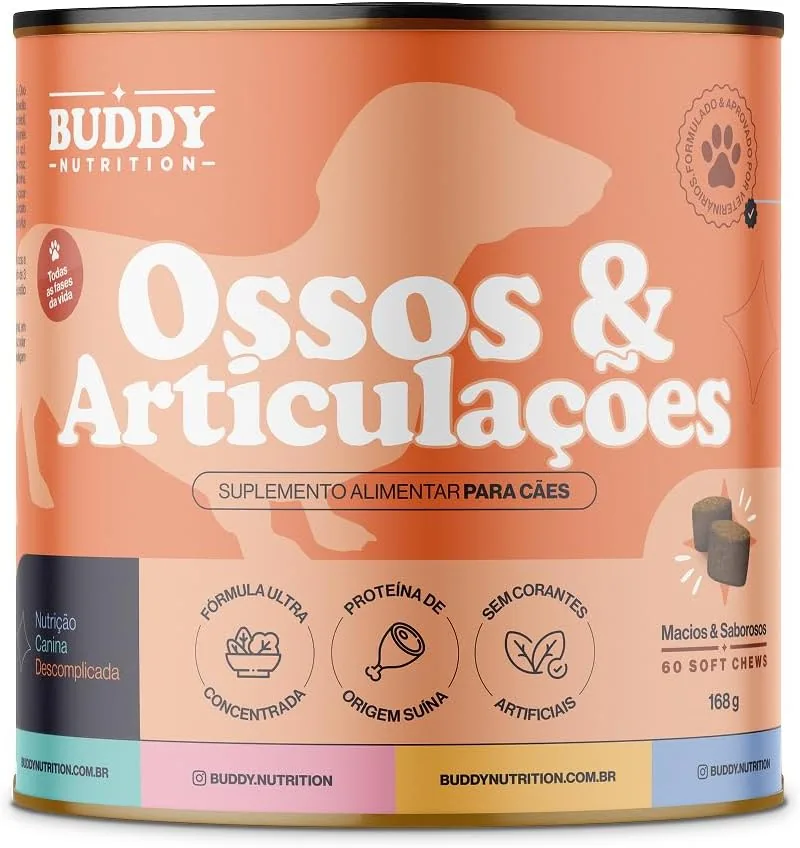 Embalagem do suplemento Buddy Nutrition Ossos & Articulações com 60 soft chews