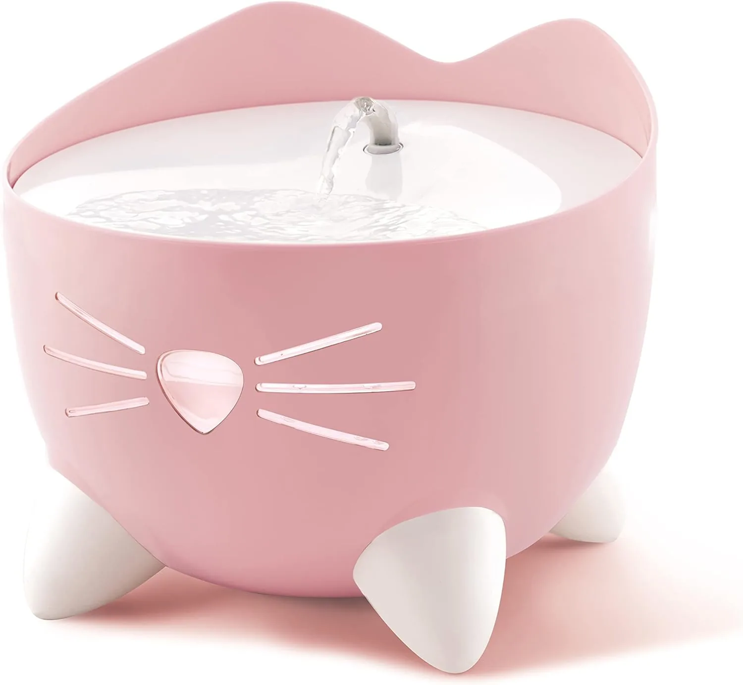 Fonte de água Catit PIXI rosa em formato de gato, com bico de fluxo arqueado