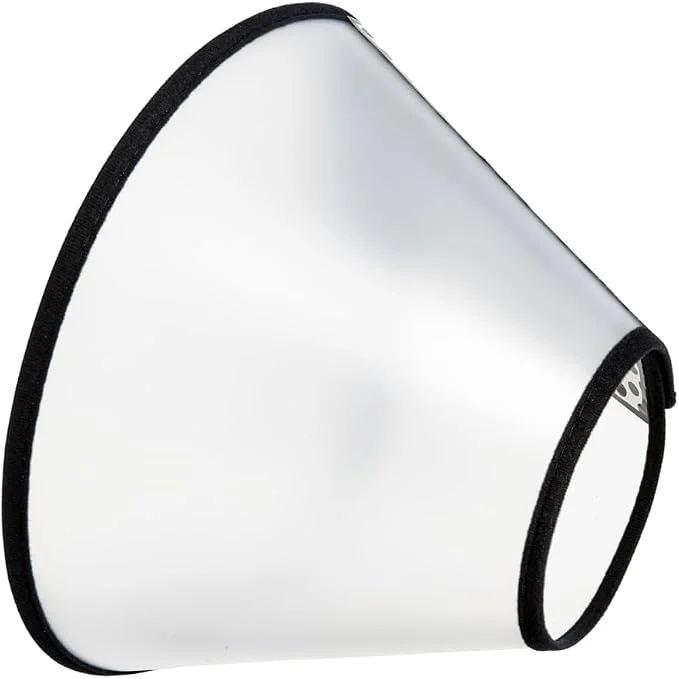 Colar elizabetano transparente Chalesco número 2 em formato de cone com tira de velcro