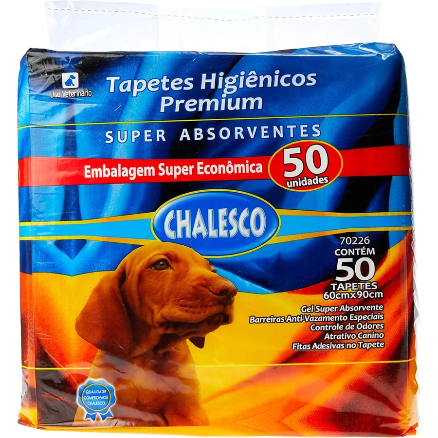 Embalagem do tapete higiênico Chalesco 90x60 cm com 50 unidades