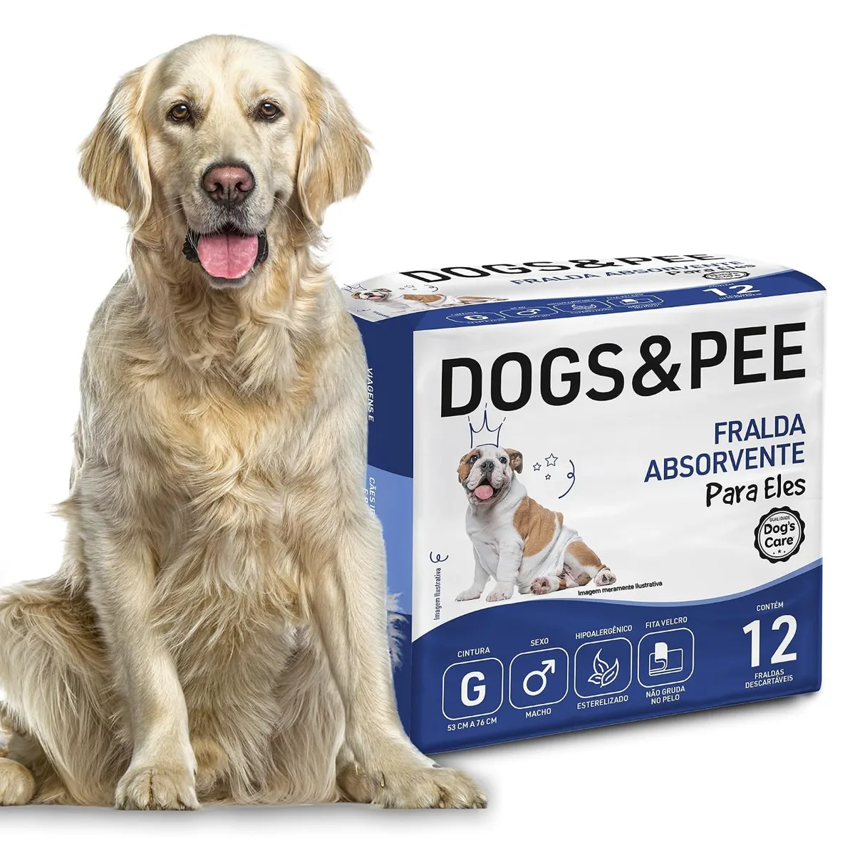 Pacote da fralda descartável Dog's Care Dogs&Pee para cães machos tamanho G