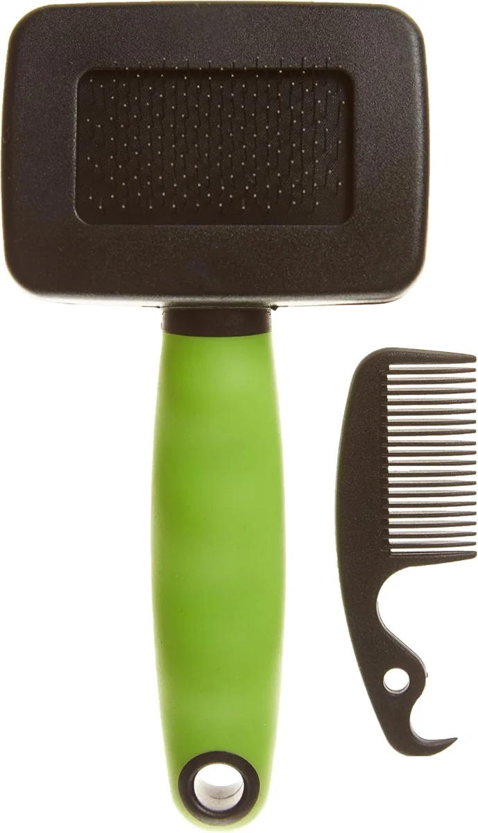 Rasqueadeira pequena Ferplast GRO 5800 verde para gatos com pente pequeno