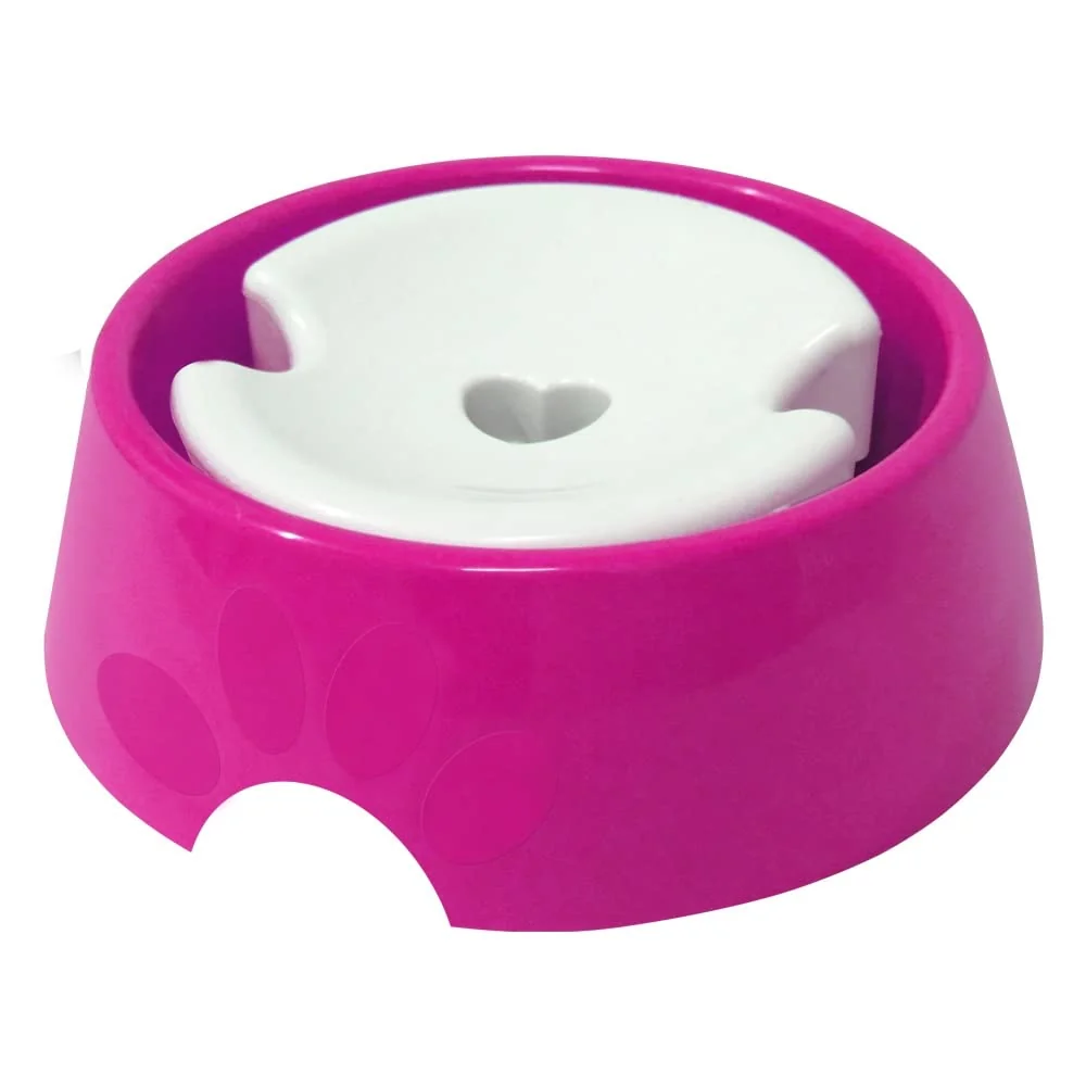 Bebedouro plástico Furacão Pet Pop rosa de 1.000 ml com borda para pets de pelos longos