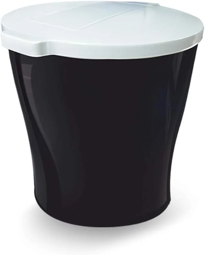 Porta-ração Furacão Pet Canister Redondo preto de 15 kg com tampa branca