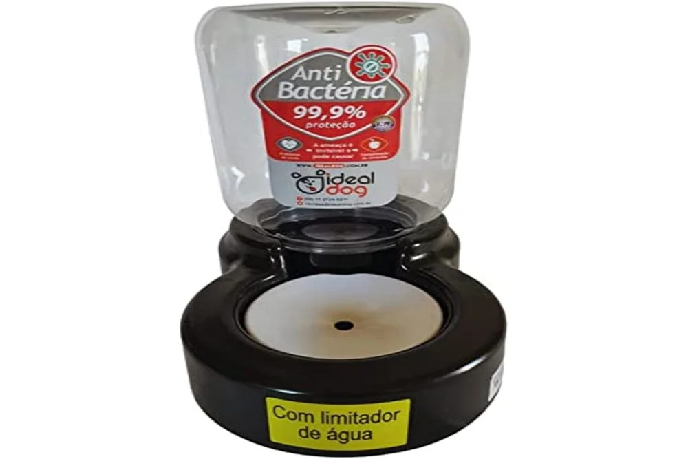 Bebedouro automático Ideal Plast preto de 3 litros com limitador de nível de água para cães