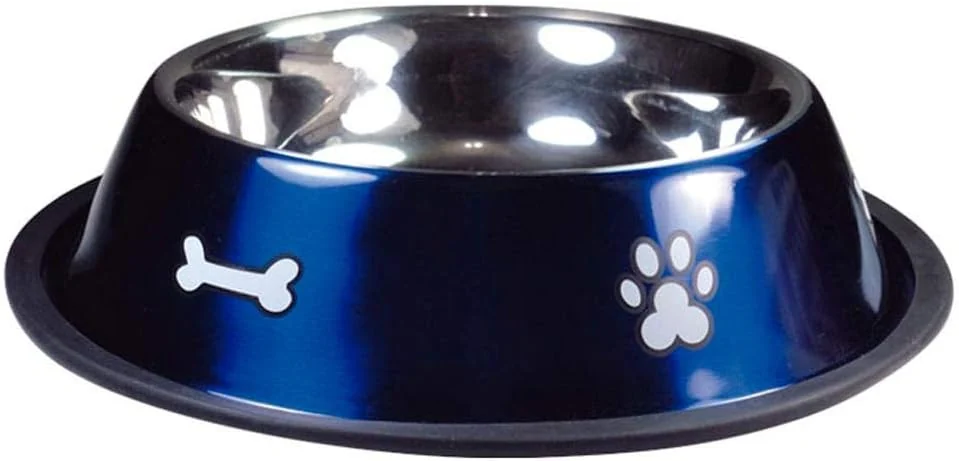 Comedouro de inox Jambo Pet médio de 700 ml na cor azul