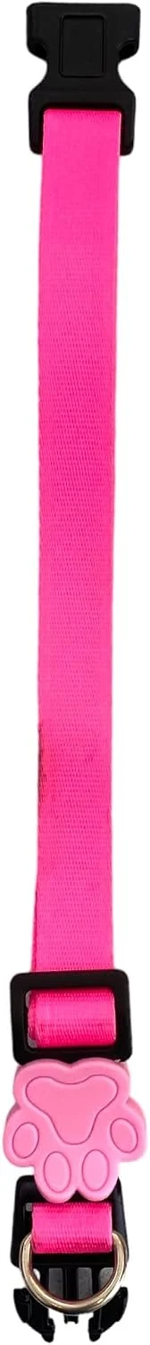Coleira MY PET BRASIL rosa neon tamanho P com fita regulável e fecho com trava de segurança