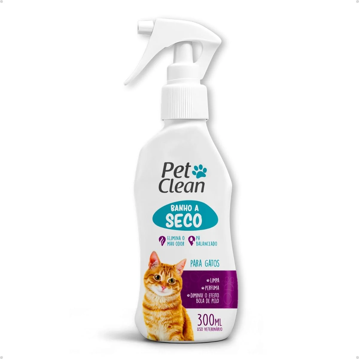 Frasco do banho a seco sem enxágue Pet Clean para gatos de 300 ml