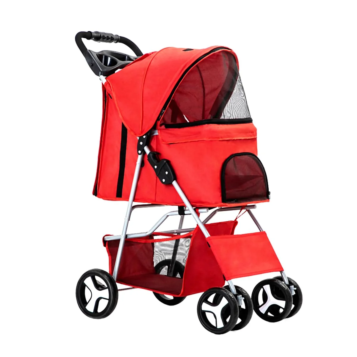 Carrinho de passeio Petbox dobrável vermelho para cães e gatos de até 15 kg