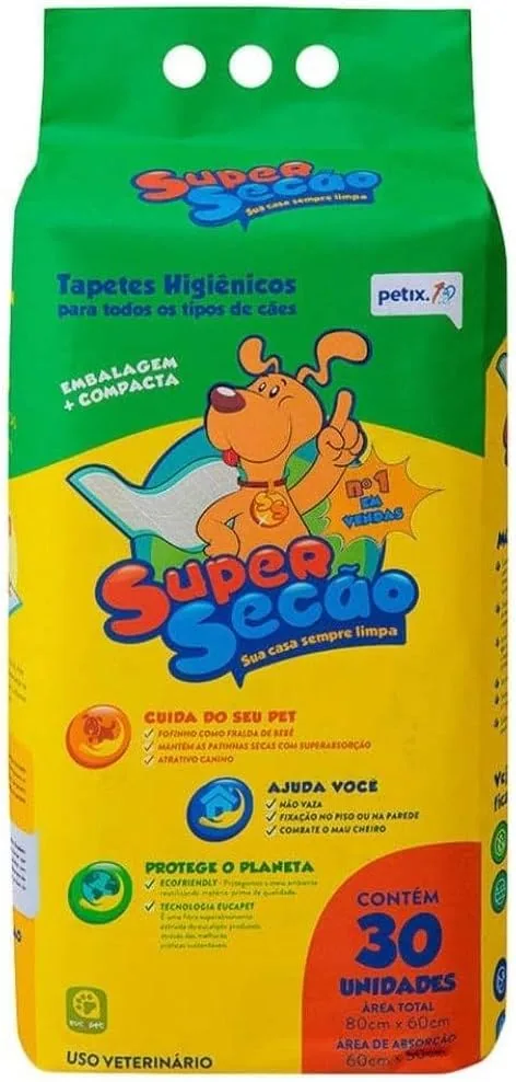 Pacote do tapete higiênico Petix Supersecão com 30 unidades para cães