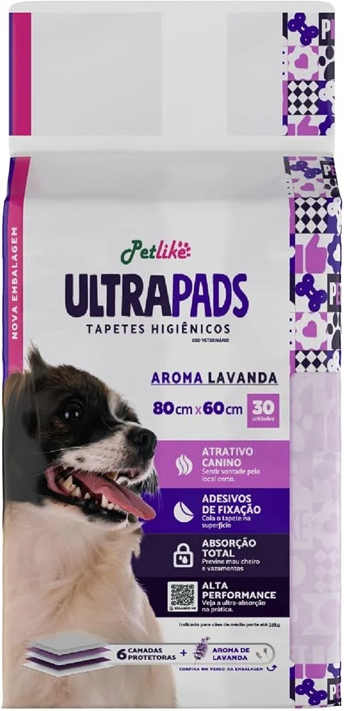 Embalagem roxa do tapete higiênico PetLike UltraPads aroma lavanda 80 × 60 cm