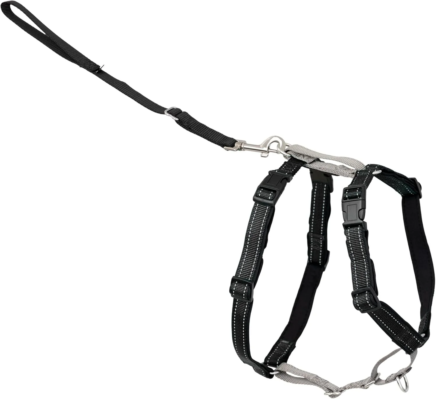 Peitoral PetSafe 3 em 1 preto tamanho Medium com fivelas e alças ajustáveis