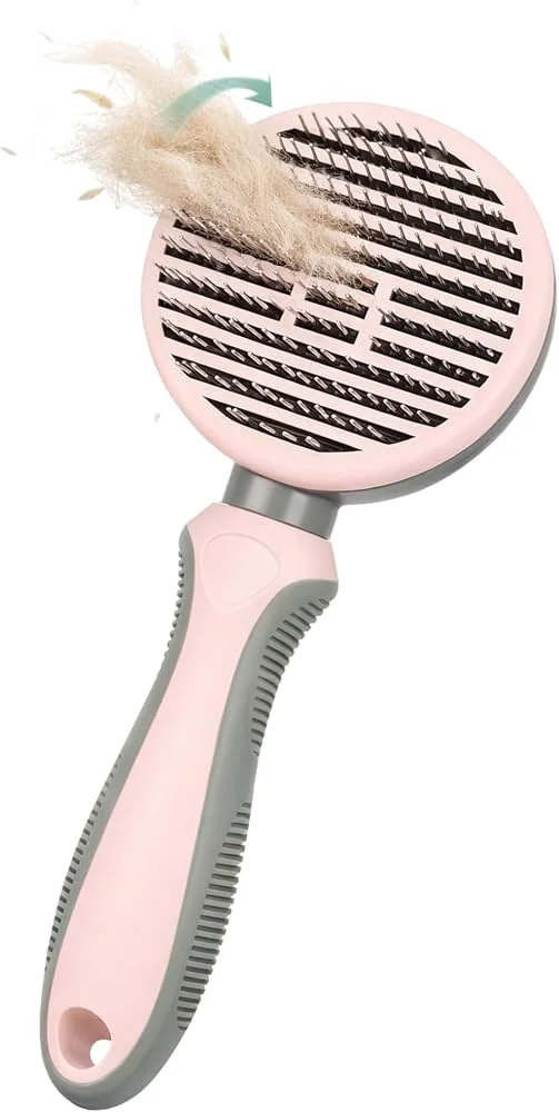 Rasqueadeira autolimpante rosa Petyc para cães e gatos