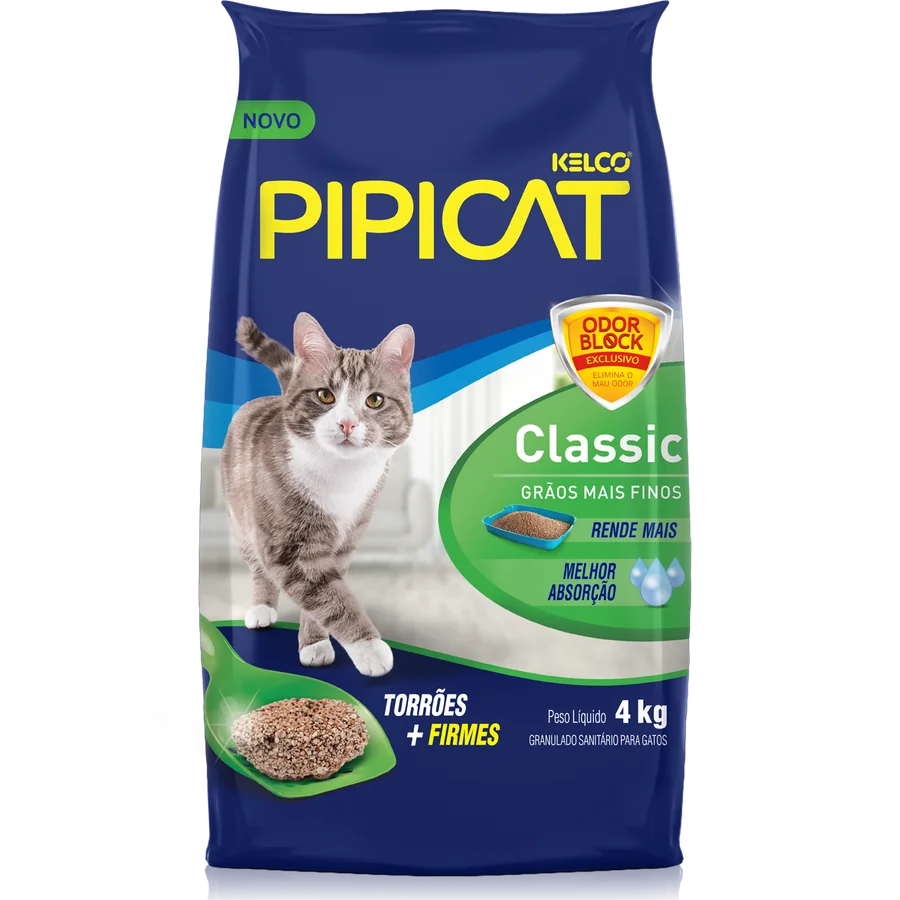 Embalagem do granulado sanitário Pipicat Classic Odor Block 4 kg
