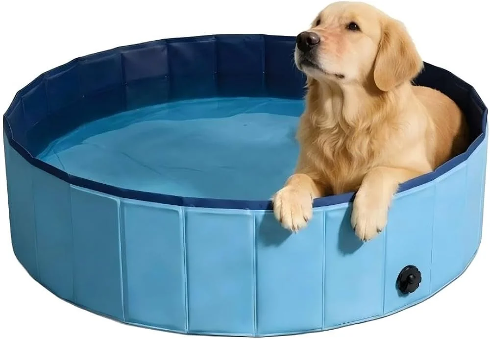 Piscina dobrável azul em PVC 80x20 cm com 100 litros para cachorro