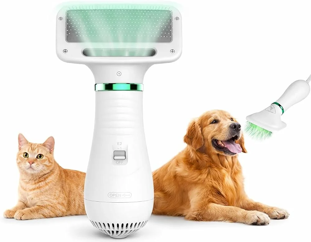 Secador portátil 2 em 1 com escova acoplada para cães e gatos