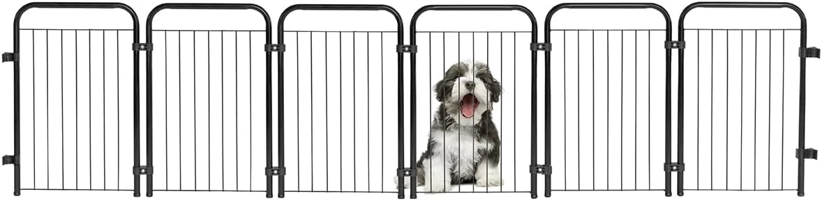 Cercado pet Utility preto com seis módulos de grade metálica de 51 cm de altura