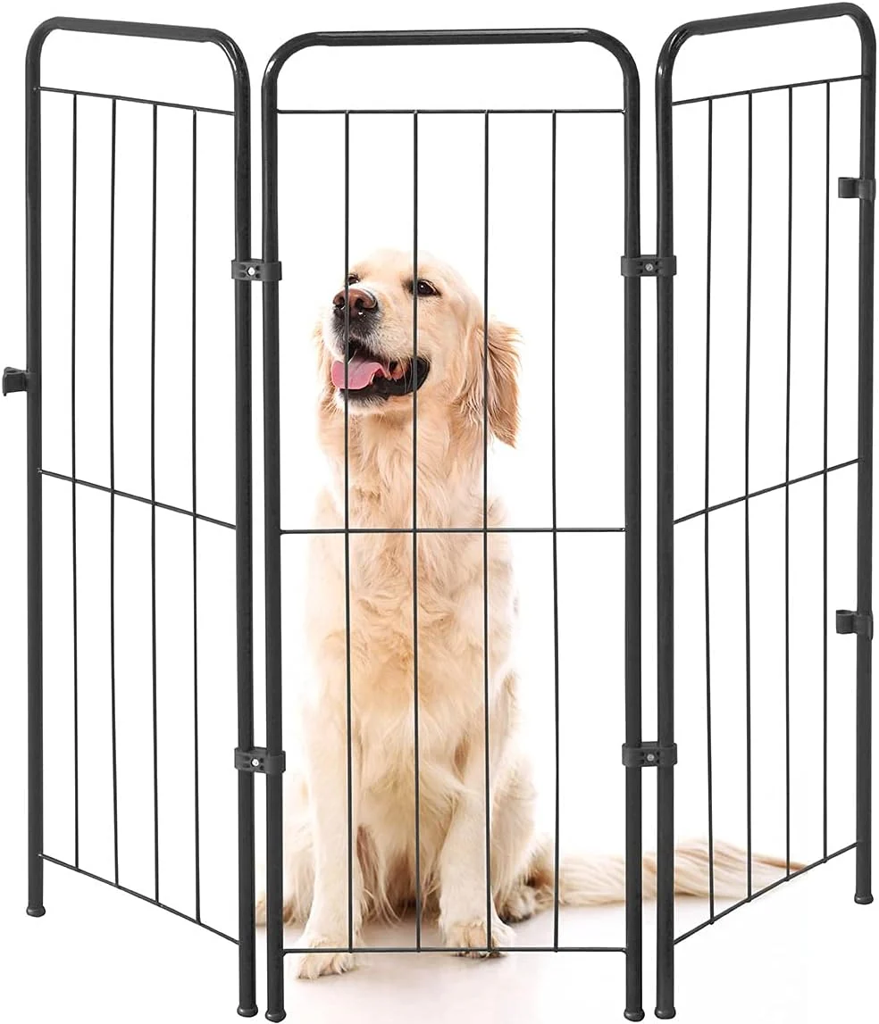 Cercado pet Utility preto dobrável de 98 cm de altura em liga de aço com pintura antiferrugem