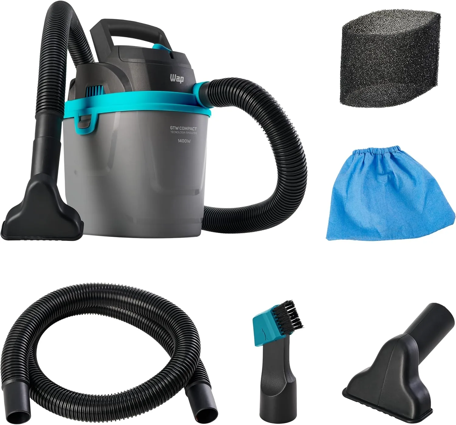 Aspirador de pó e água WAP GTW Compact amarelo com mangueira e acessórios