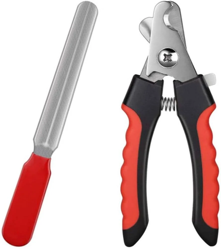 Kit Weemsbox com cortador de unhas preto e vermelho e lixa para cães e gatos
