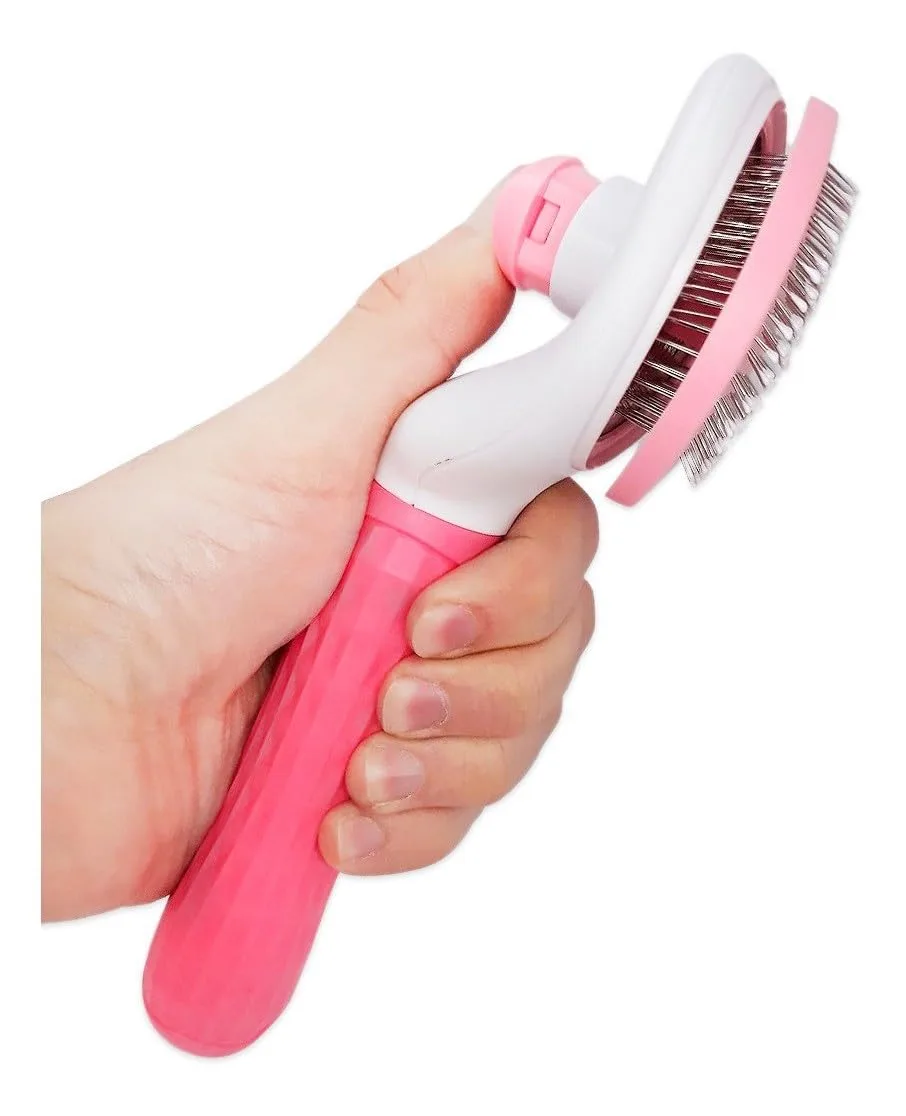 Escova rasqueadeira Yoeyang rosa para cães e gatos